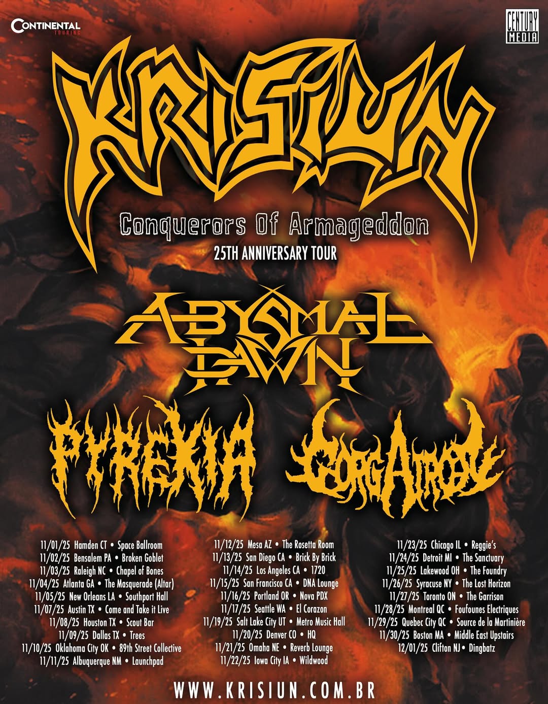 Pyrexia Conquerors Of Armageddon 25th Anniversary Tour Poster 2025